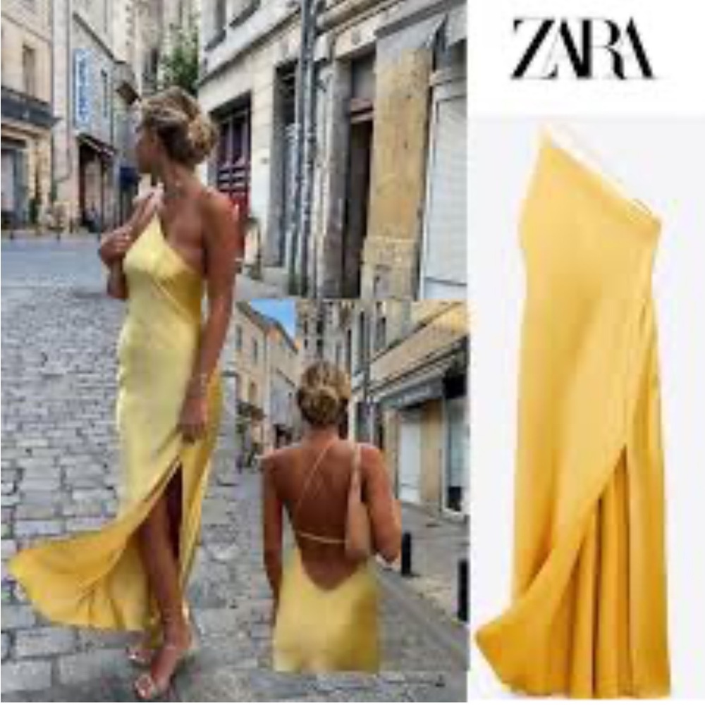 Zara asymmetrical satin dress